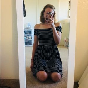 American Eagle Striped Off-The-Shoulder Dress